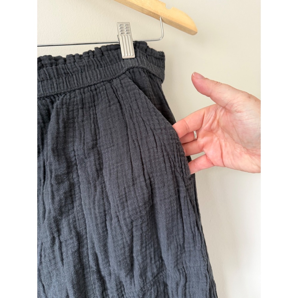 Aerie Black 100% Cotton Wide Leg Pants High Waisted Flowy Beach Lounge Large - Picture 4 of 8
